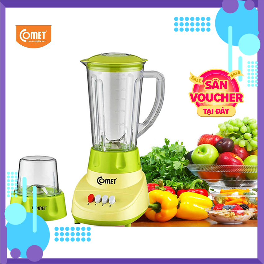 Cối xay sinh tố comet cm9986 1.5lít - máy xay sinh tố 2 cối thủy tinh cao cấp - cối nhỏ xay tiêu ,ớt thông minh - hàng chính hãng