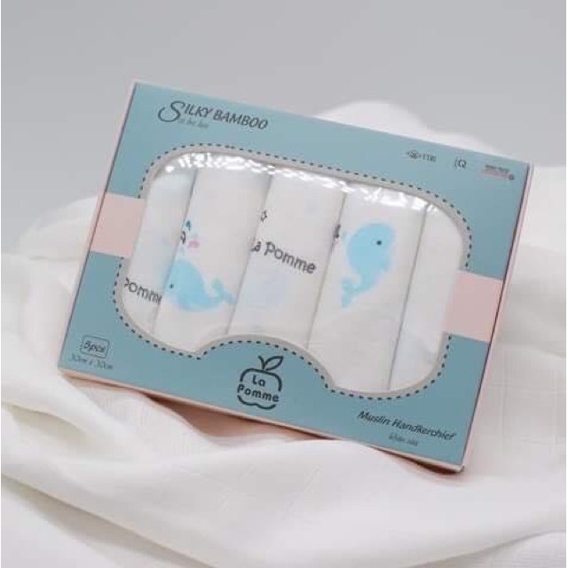 Set 5 Khăn sữa lụa LA Pomme sợi tre cao cấp ( 30x30cm)