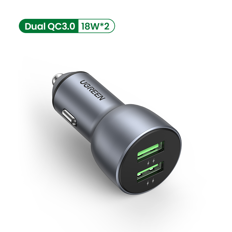 UGREEN USB Car Charger Adapter 36W - Dual USB Car Charger Fast Charging Adapter for iPhone 15 14 Pro Max samsang Galaxy S24 S23 S22