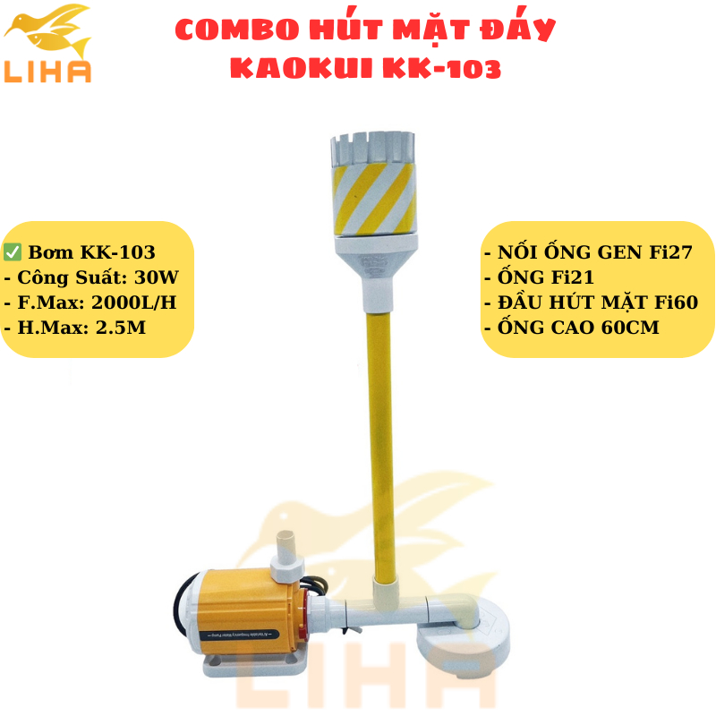 Combo Máy Bơm KaoKui Và Hút Mặt Đáy Bể Cá - Máy Bơm Nước Cho Bể Cá