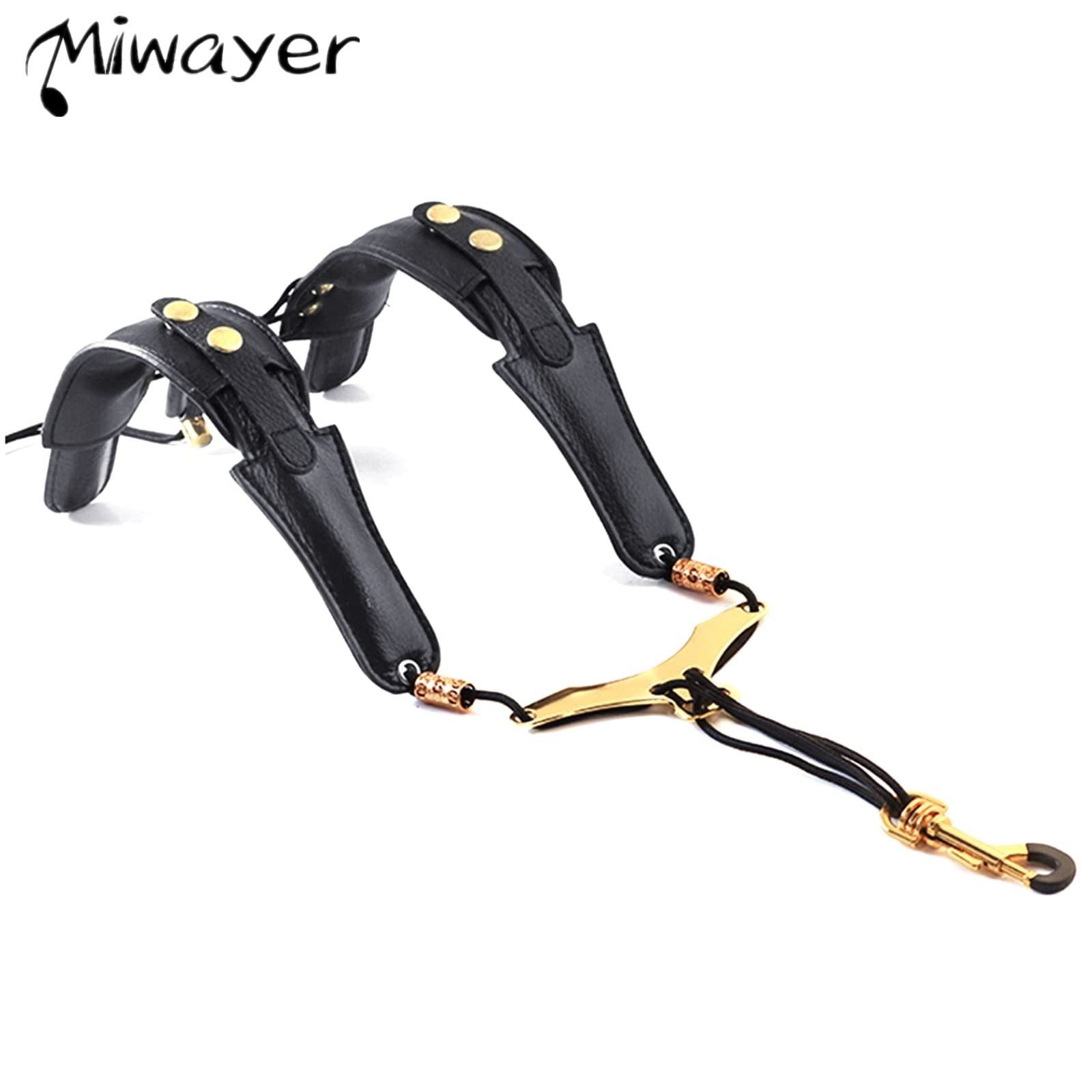 Miwayer Saxophone Strap Leather Adjustable Saxophone Shoulder Strap Saxophone Lanyard Musical Instrument Essories