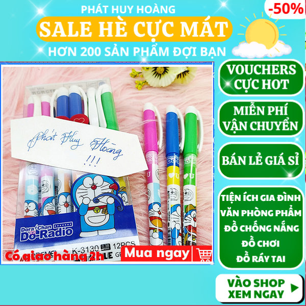 Hộp 12 cây bút gel xóa được ngòi 0.38mm k3130,k3152 mực xanh, tím - bút mực xóa được - bút xóa được - bút gel tẩy xóa được - phát huy hoàng