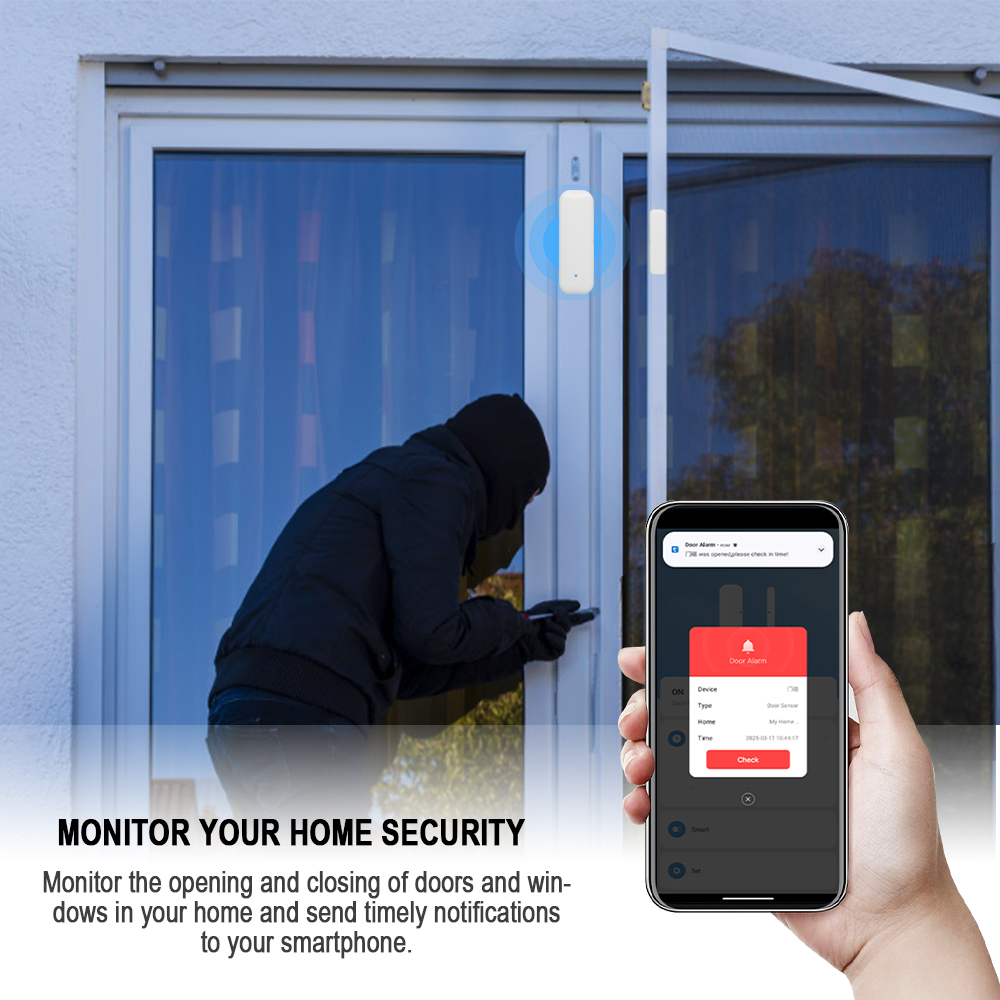 ZigBee Tuya Smart Window Door Sensor Home Security Alarm System Work ...