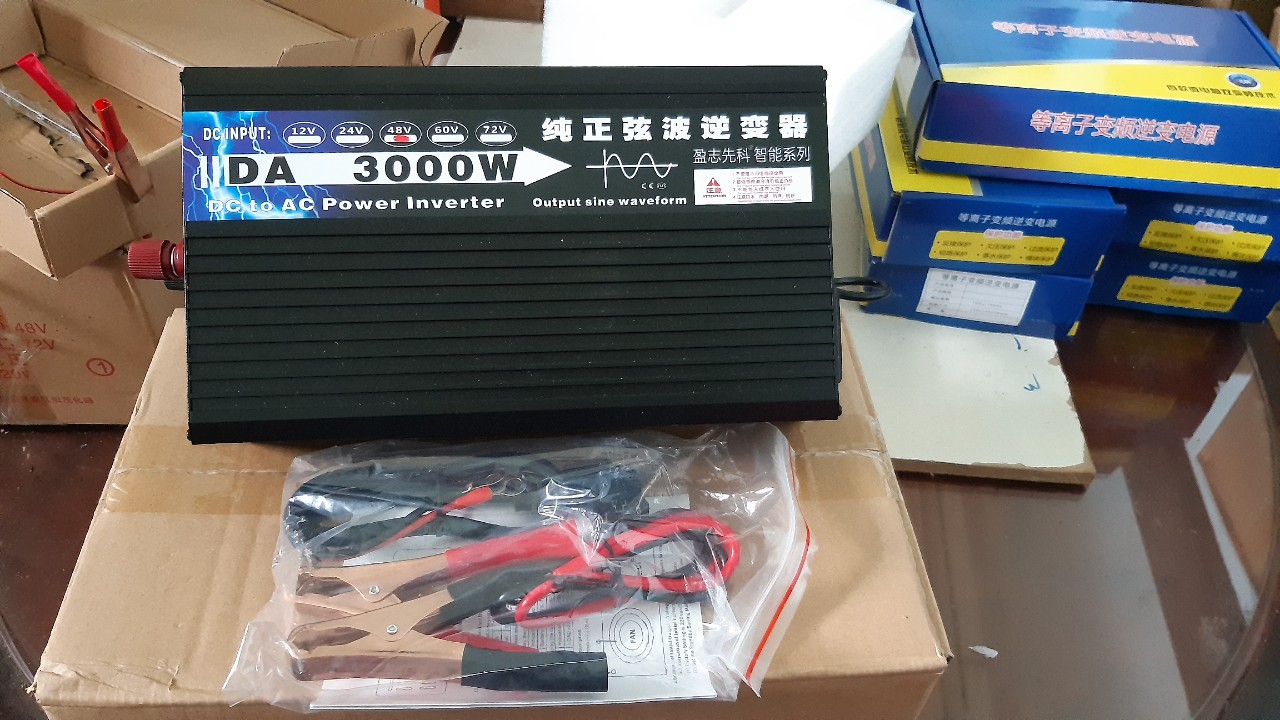 Bộ inverter đổi điện 3000w dc 48v sang ac 220v sóng sin chuẩn với màn hình lcd màu