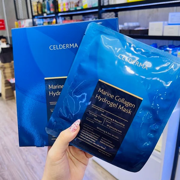 Mặt nạ thạch collagen tươi làm đầy rãnh các nếp nhăn celderma marine collagen hydrogel mask