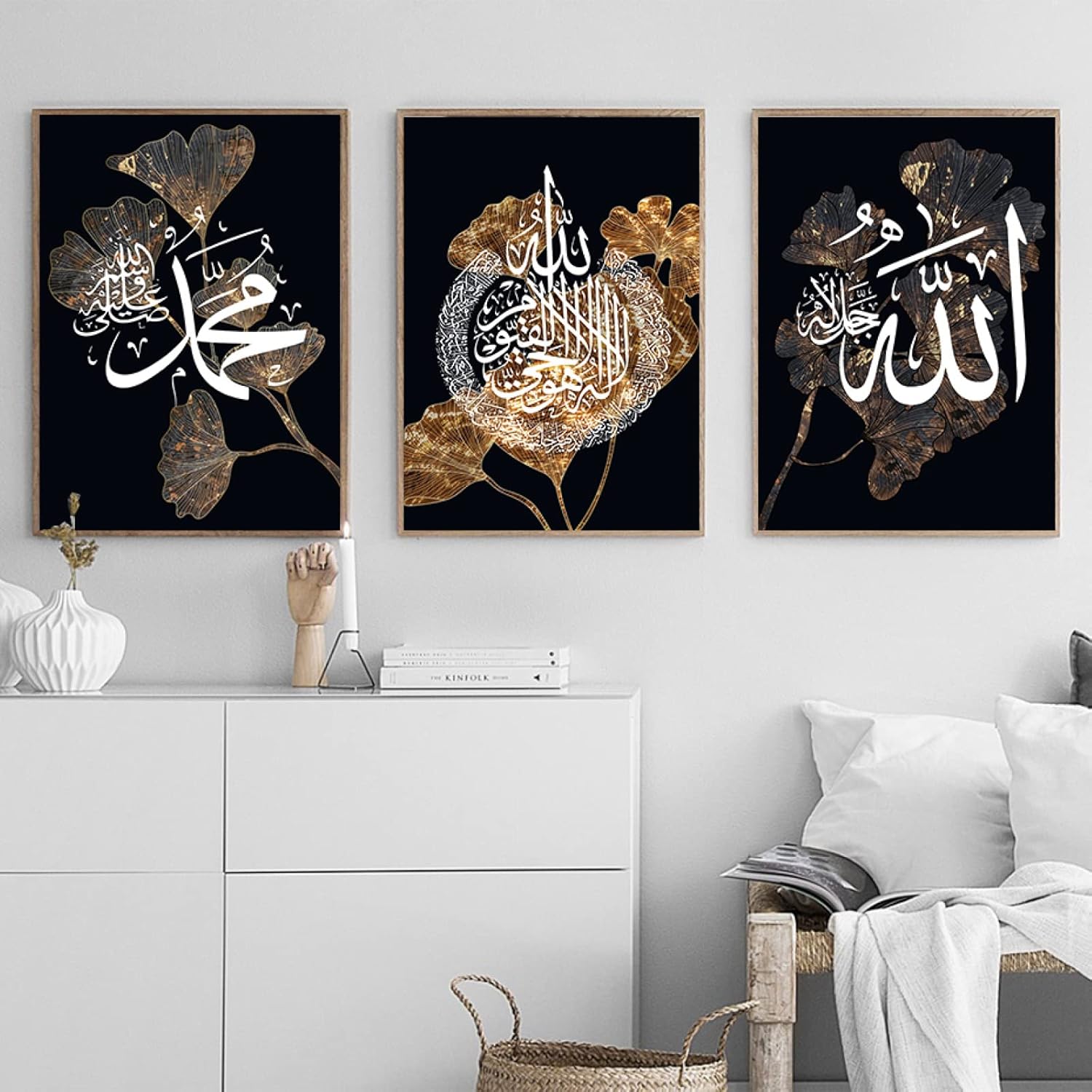 Black%20White%20Gold%20Leaf%20Islamic%20Wall%20Art%20Canvas%20Gifts%203%20Pieces%20Poster%20and%20Engraving%20Allah%20Name%20Calligraphy%20Print%20%20Bedroom%20Home%20Decor%20-%20Image%202