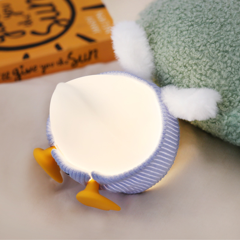 Sáng Tạo Silicone vịt đèn ban đêm cạnh giường ngủ đèn ngủ sạc điện thoại di động giá đỡ điện thoại thời gian ánh sáng mờ đèn vỗ