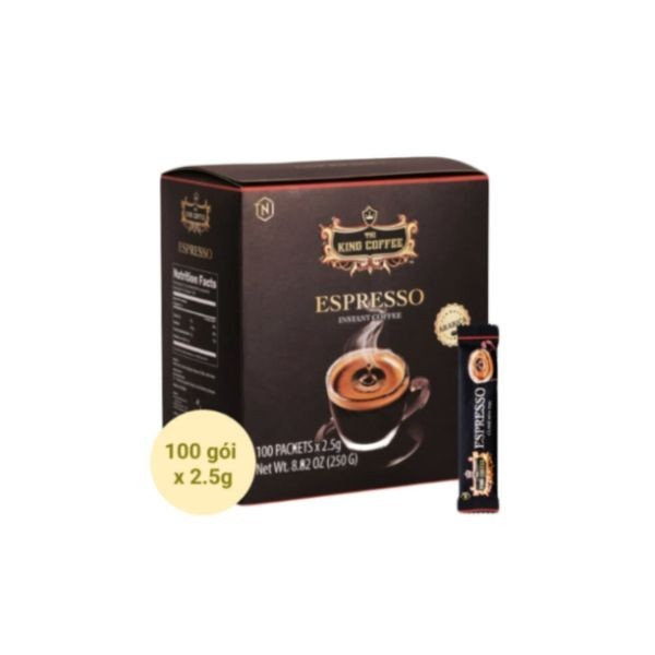 Cà phê đen hòa tan espresso tni king coffee hộp 100 gói x 2.5g