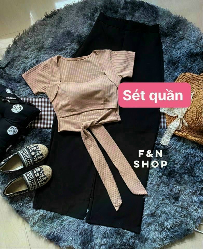 Sét bộ quần ống rộng suông phối áo kiểu siêu hot
