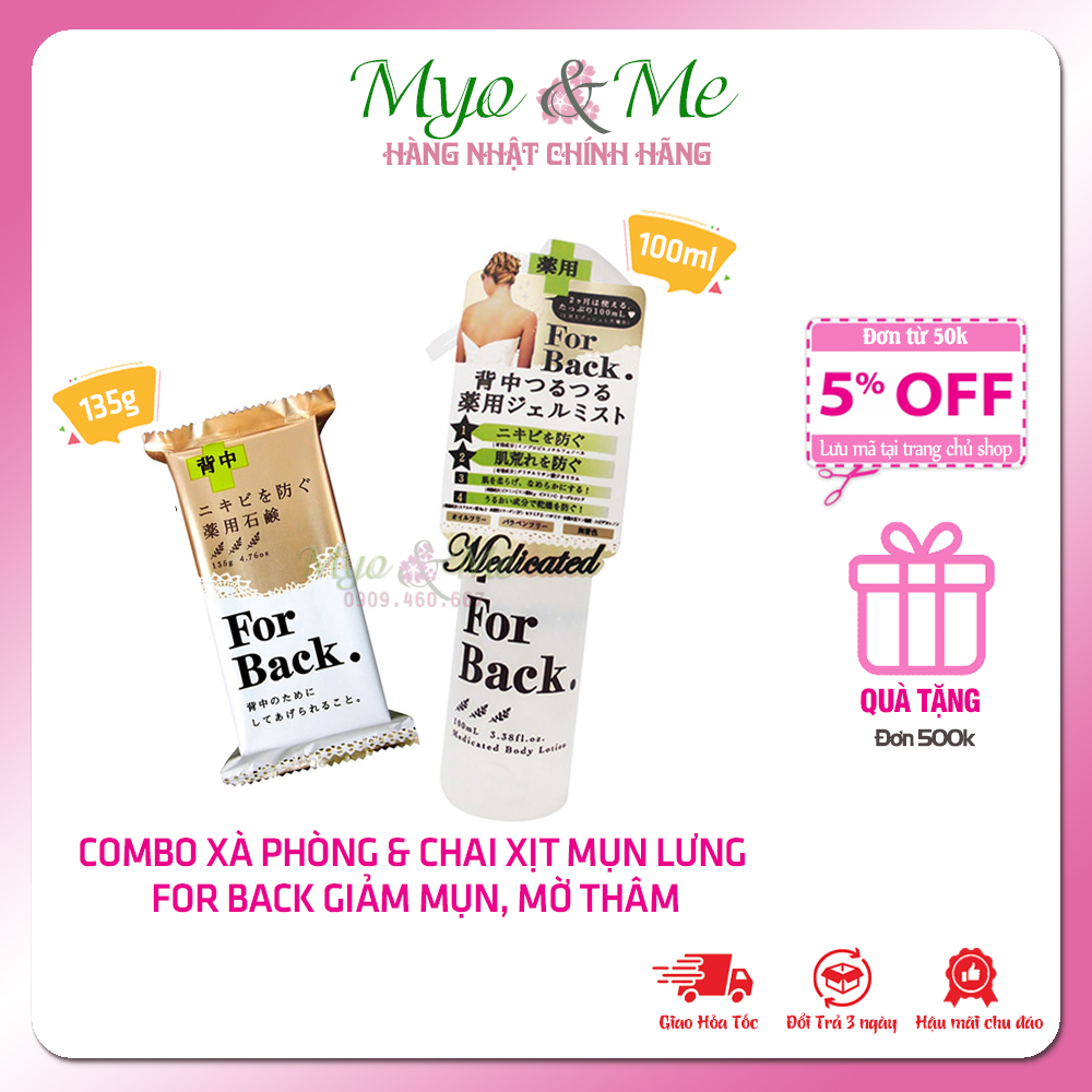 Combo xà phòng & gel xịt mụn lưng For Back giảm mụn, mờ thâm