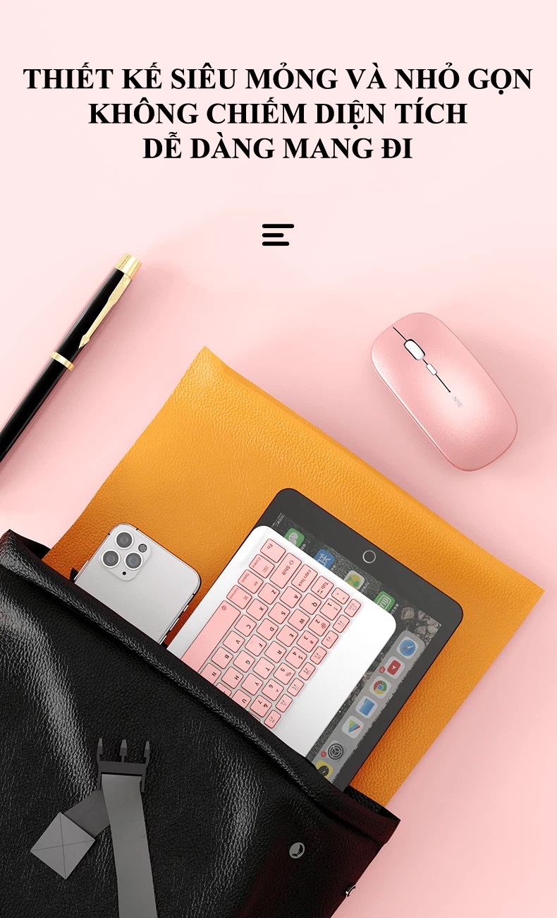 Bàn phím Bluetooth không dây TẶNG chuột không dây