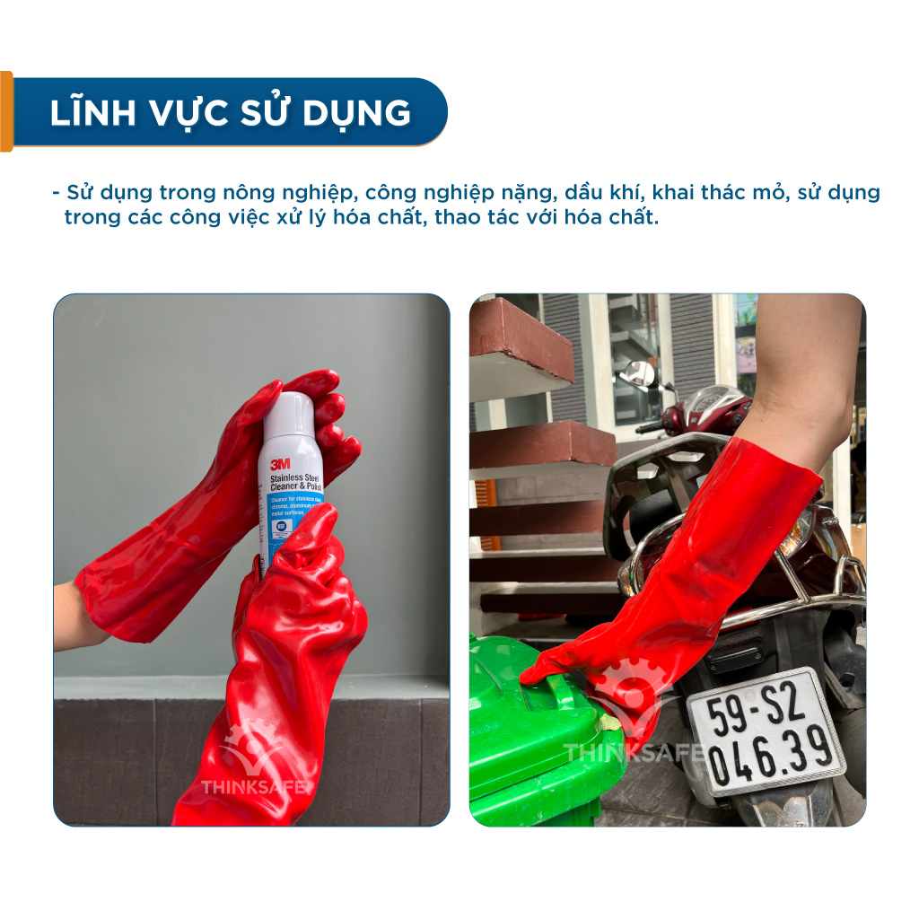 Găng tay chống hóa chất Deltaplus PVCC400 chống dầu, hóa chất chuyên dùng công việc cơ khí máy móc Bao tay - Thinksafe