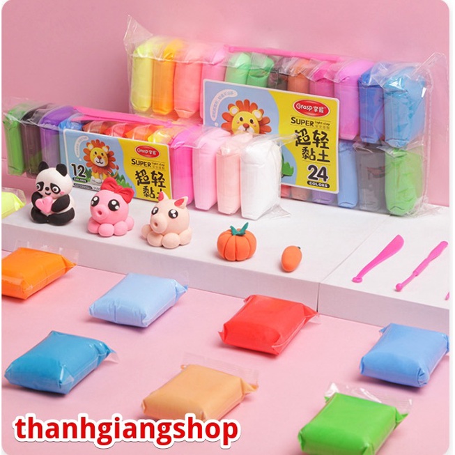 Đất nặn, Đất sét xốp siêu nhẹ an toàn 12/24 màu