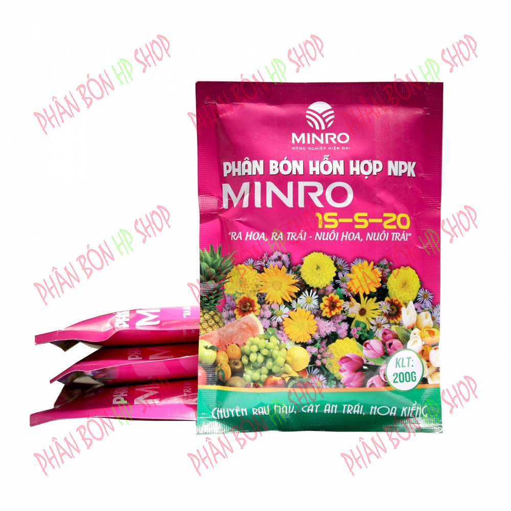 Phân bón hỗn hợp npk minro 15-5-20 ra hoa, ra trái - nuôi hoa, nuôi trái