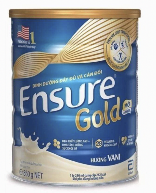 [Tặng kèm 1 gói nescafe 17g] Sữa bột Ensure Gold Abbott hương vani (HMB) 850g (date 2023) thumbnail