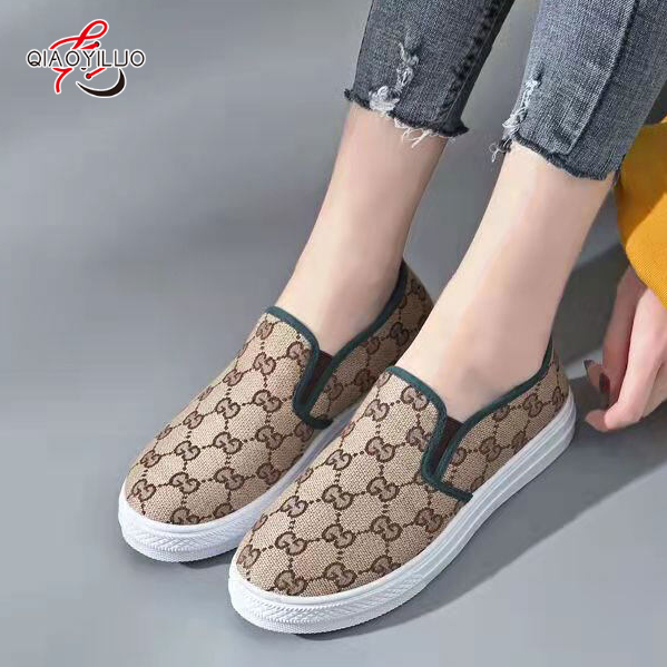 QiaoYiLuo Canvas shoes student all-match sneakers women's casual low-top half bag shoes women