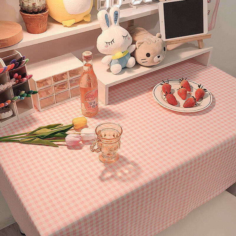 Lovehome Floral Plaid Tablecloth 2 4 6-Seater Rectangular Dining Table Cover Dustproof Desk Table Cloth