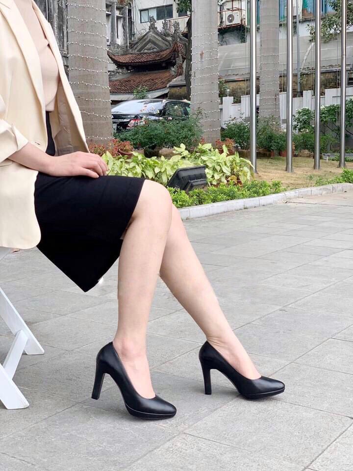 Giầy Cao Gót Nữ- Hai Đế Cao 8cm- Hàng Da Thật