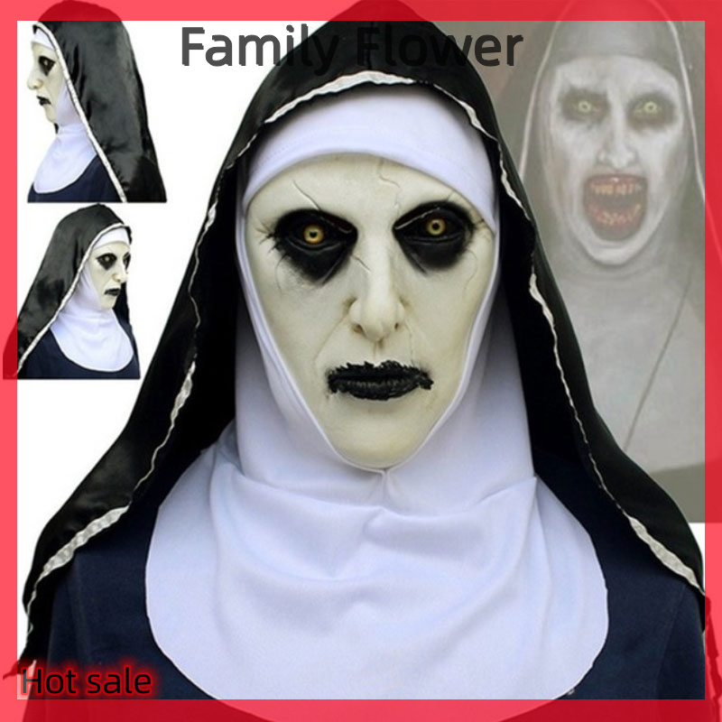 Family Flower Flash Sale Mặt nạ cao su nữ tu kinh dị đáng sợ với khăn trùm đầu valak hóa trang cho trang phục halloween