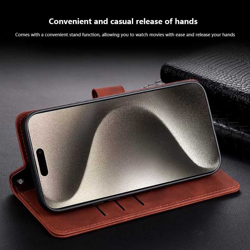 (With Lanyard)Tokifu For iPhone 14 14 Pro New Business Minimalist Flip Style Leather Anti Fall Protective Back Cover.