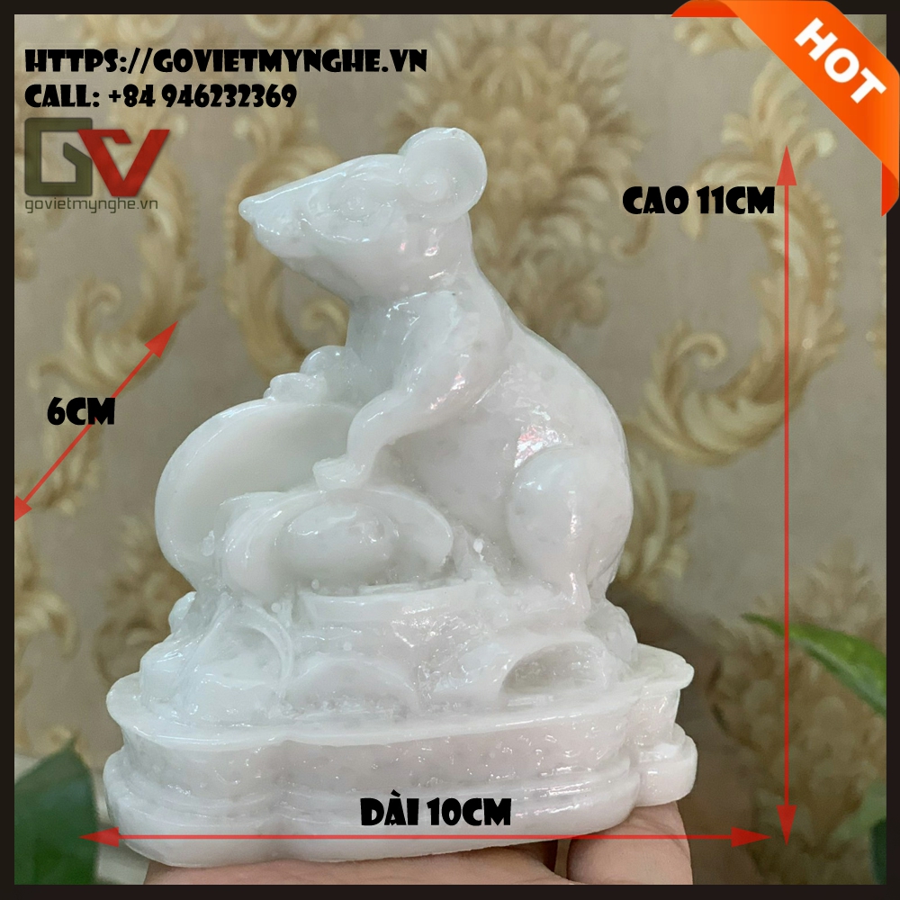 [HCMC] Feng Shui mouse statue-11cm height-composite stone-aqua green