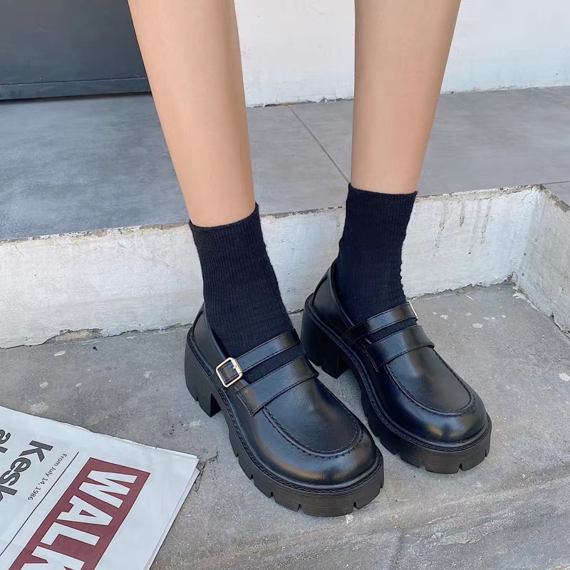 giày cổ thấp  nữ đế 5cm quai cài cạnh