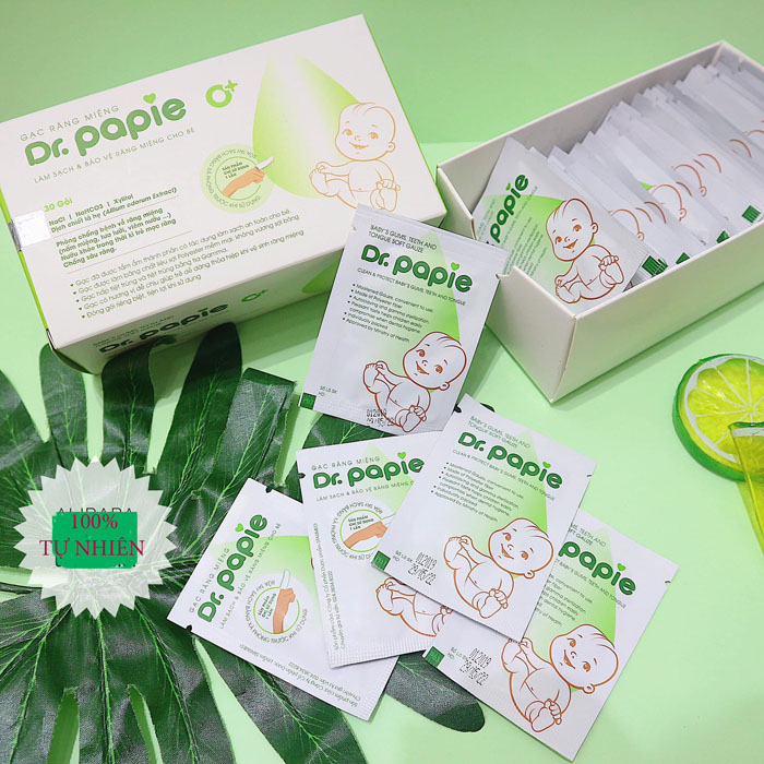 Gạc rơ lưỡi Dr.Papie hộp 30 gói cho bé chính hãng Kids Plaza