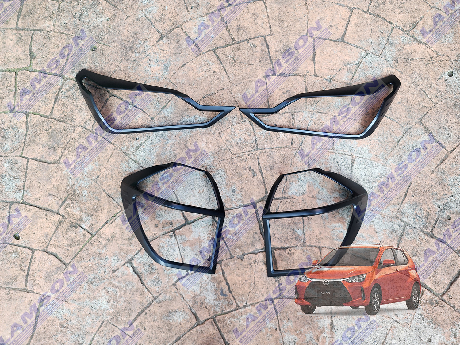 Toyota Wigo 2nd Generation 2024 Headlight and Taillight Cover Black