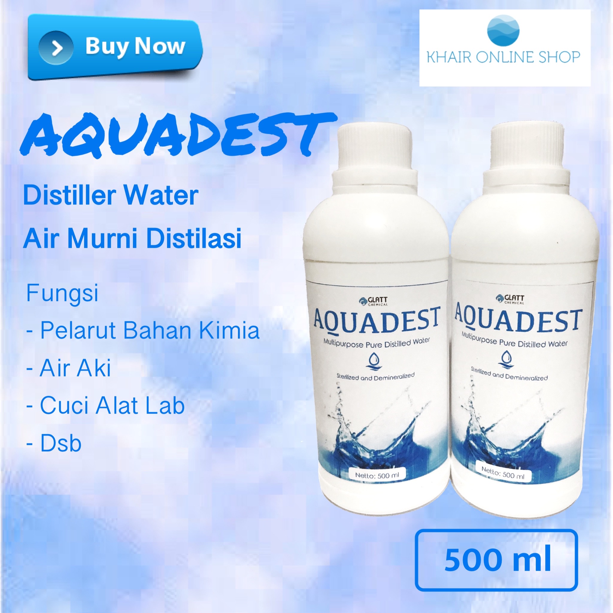 Aquadest Air Distilasi 500 Ml Pure Water Akuades Distilled Water Lazada Indonesia 9912