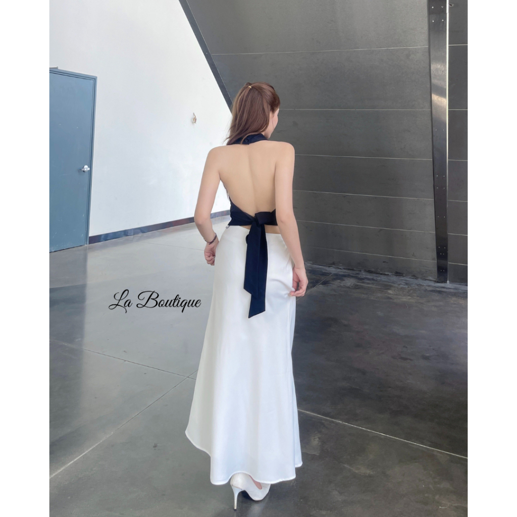 Chân váy lụa dài La Boutique cạp trễ hai lớp cao cấp