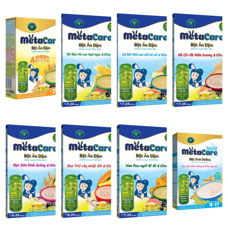 Bột ăn dặm Metacare tôm phô mai cũ dền olive 200g