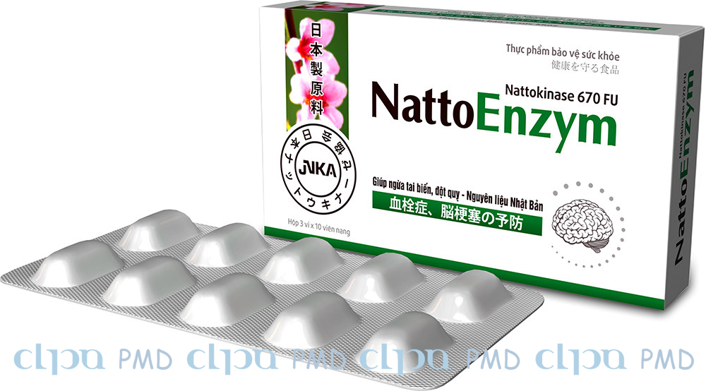 NattoEnzym - Thực phẩm bảo vệ sức khỏe phòng ngừa bệnh lý liên quan đến cục máu đông (Hộp 3 vỉ x 10 viên nang 670FU) thumbnail