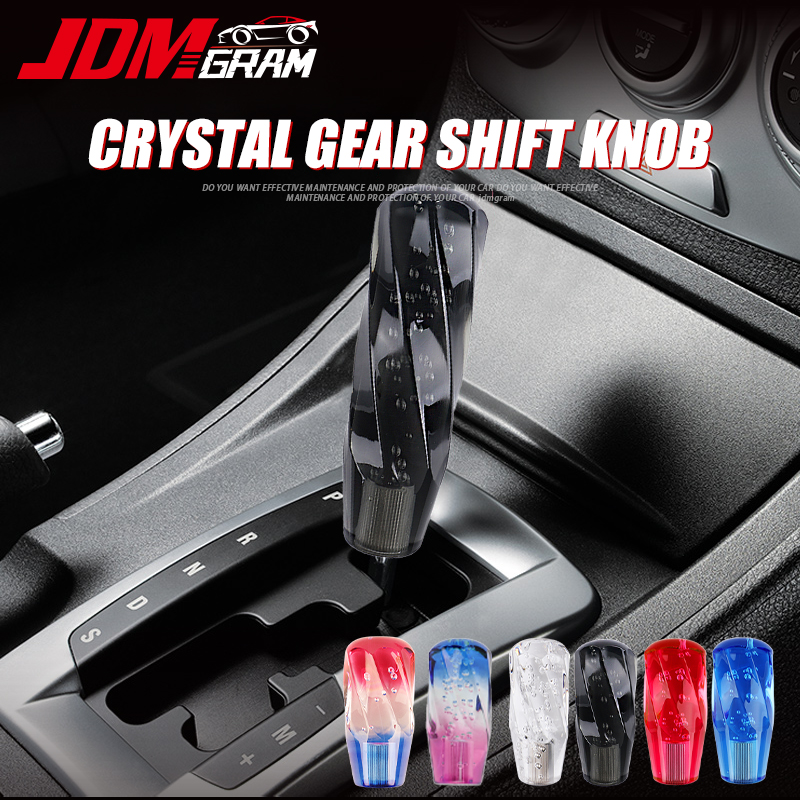 JDMGRAM Crystal Car Gear Knob Manual Automatic Universal Auto Twist Bubble Stick Shift Vehicle Push Down Shifter Lever Automobile Interior Accessories