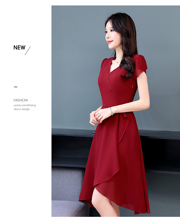 Váy voan lụa 2 lớp xẻ tà lệch tôn dáng