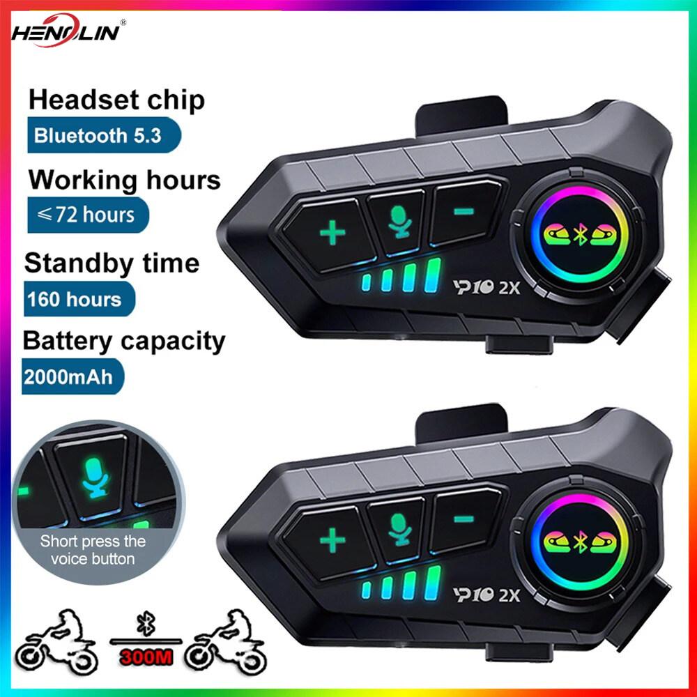 Hlinkey Mũ bảo hiểm xe máy Bluetooth 5.3 tai nghe gắn trong mũ bảo hiểm không cần tay Cuộc Gọi Kit IPX6 Không Thấm Nước 2000MAh Thời gian chờ đợi lâu Tai nghe không dây âm thanh nổi Cá Tuyết