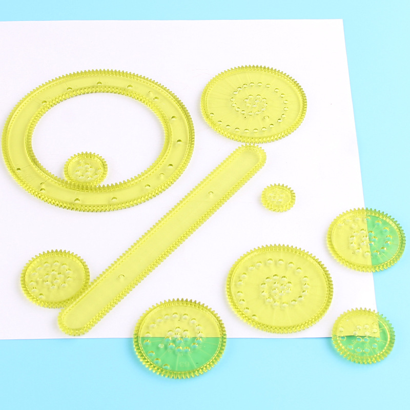 Bulk transparent Spirograph painting accessories set student creative drawing art drawing template ruler stationery set. 