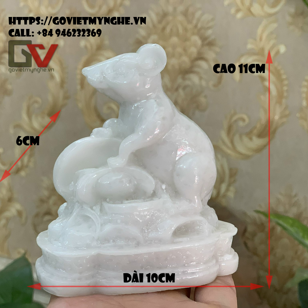 [HCMC] Feng Shui mouse statue-11cm height-composite stone-aqua green