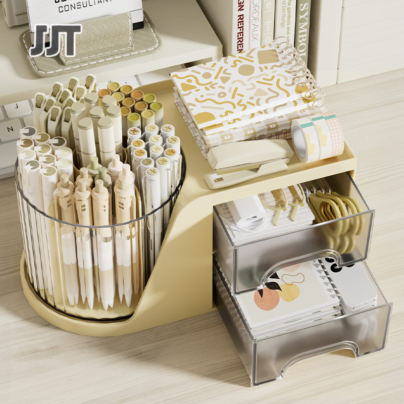 JJT [Miễn Phí Vận Chuyển]Trong suốt sáng tạo ngăn kéo lưu trữ Hộp sinh viên trang trí bàn làm việc cơ quan bút mỹ phẩm lưu trữ hộp dung tích lớn