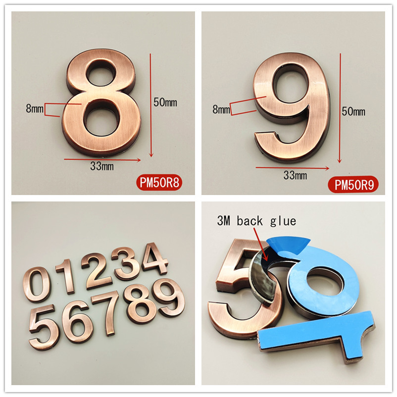 【TopazTrove】House Number Sticker 5CM Door Plate Sign Bronze #00-99 ...