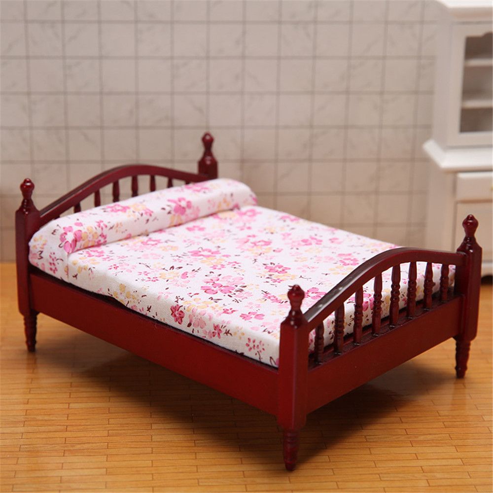 Milita mini phòng ngủ phụ kiện trang trí thu nhỏ đồ nội thất cho búp bê ngôi nhà búp bê đồ nội thất giường/bàn cạnh giường ngủ