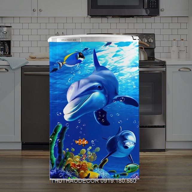 [HCM]Giấy Decal Dán Tủ Lạnh CÁ HEO ĐẠI DƯƠNG - THUTHAODECOR