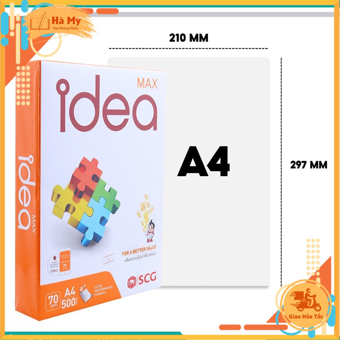1 Ream 500 Tờ Giấy in IDEA A4 70gsm/80gsm Chính hãng Thái Lan