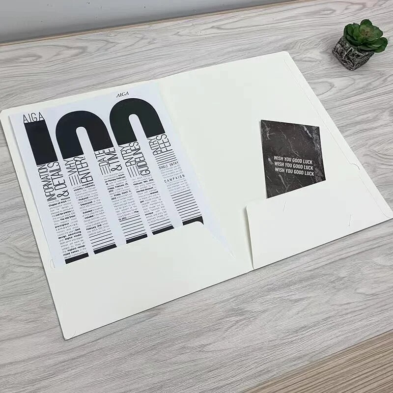 10pcs A4 Twin Pocket Folder Kraft Paper Office Project File Presentation Folder Document Holder Desk Organizer File Report Cover
