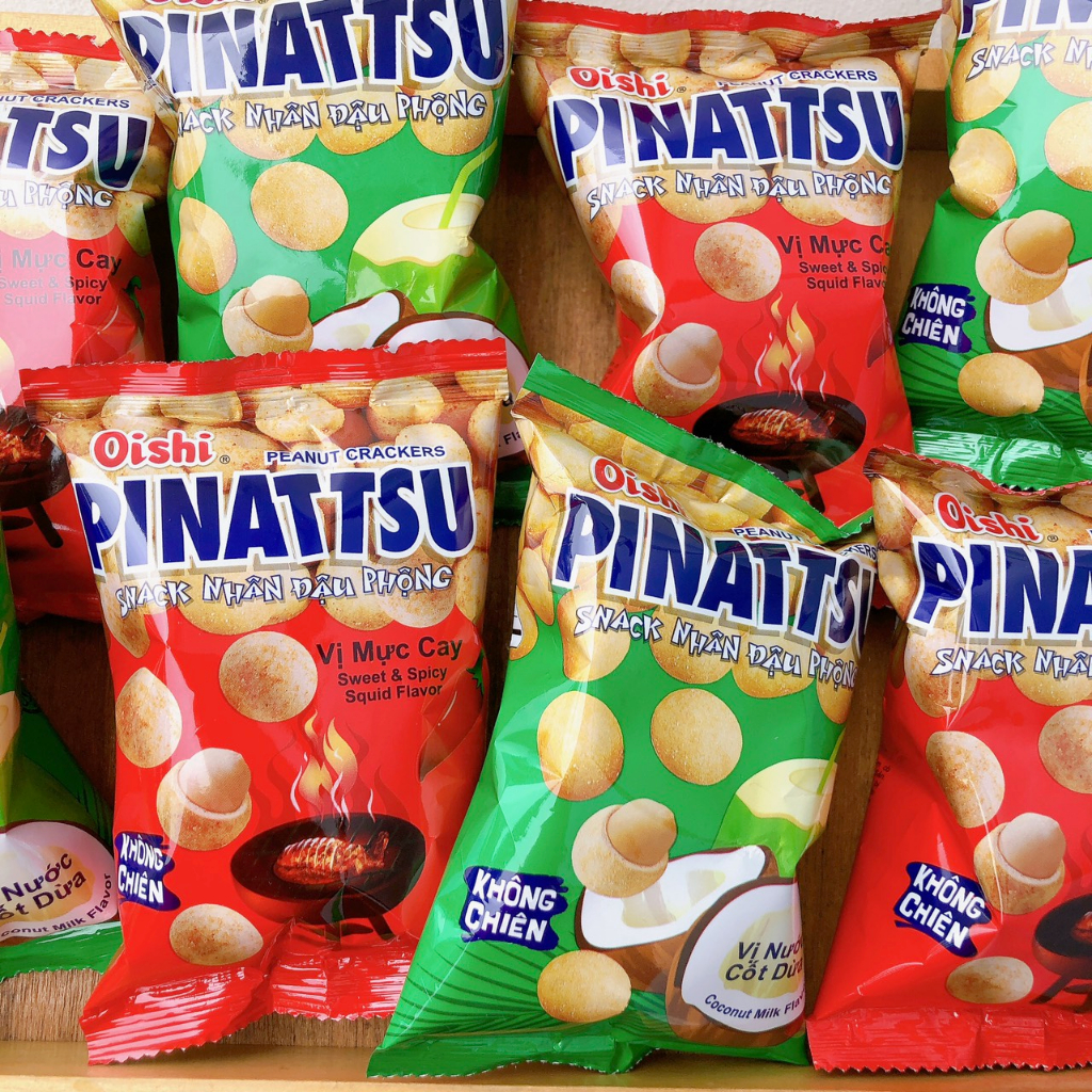 (Lẻ ) Đậu phộng oishi Pinattsu vị cốt dừa gói (13gr)