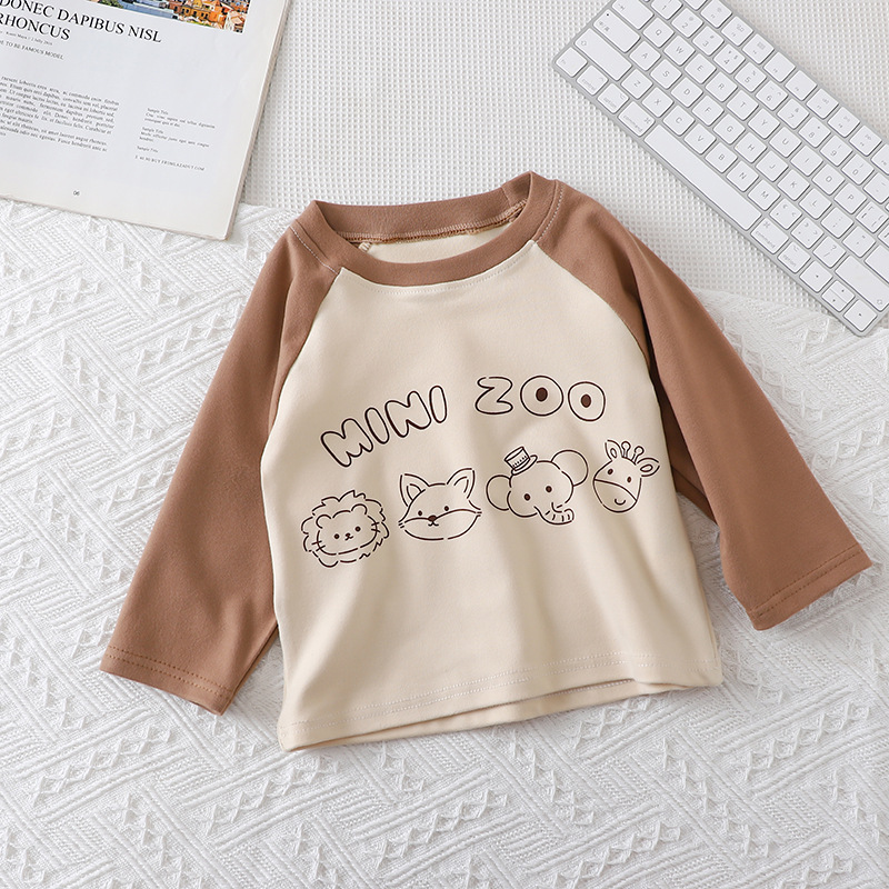 Insular Children's base layer shirt, long-sleeved warm velvet top for children, winter pullover outer T-shirt