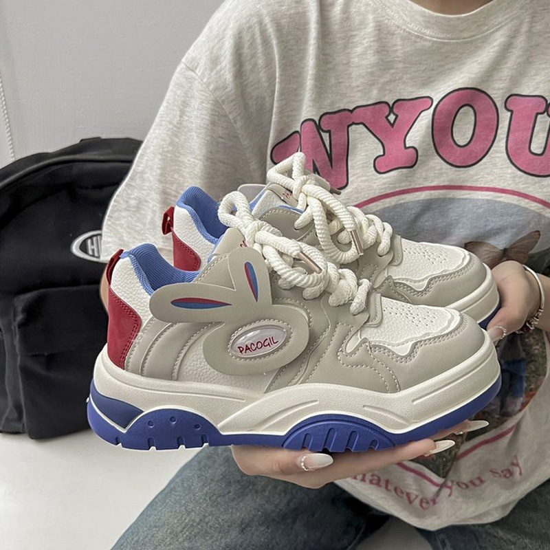 48H AFTER Soft leather bread shoes thick baseplate shoes sports shoes casual shoes white shoes