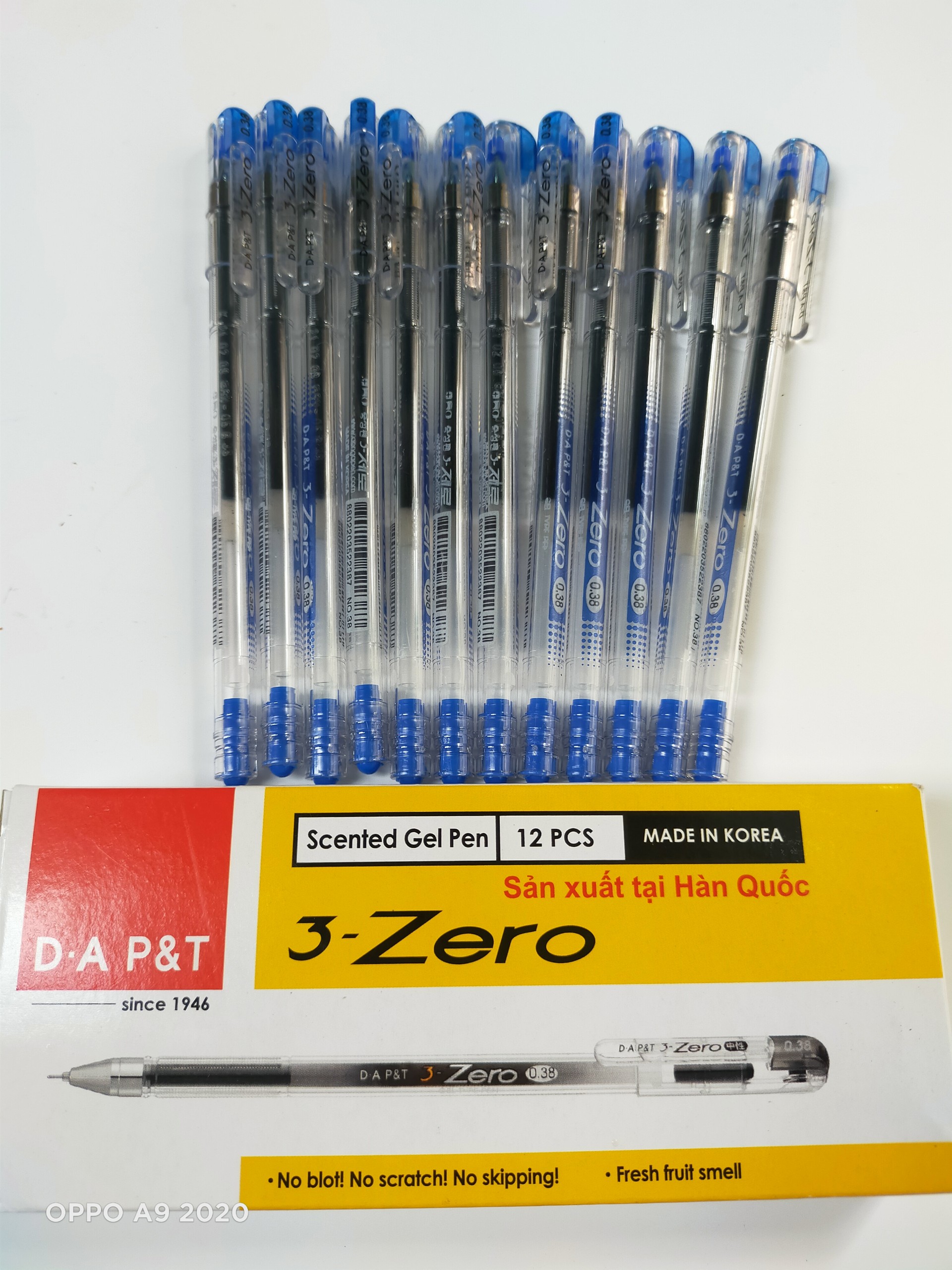 Hộp 12 cây bút 3-Zero Hàn Quốc (mực xanh, tím)