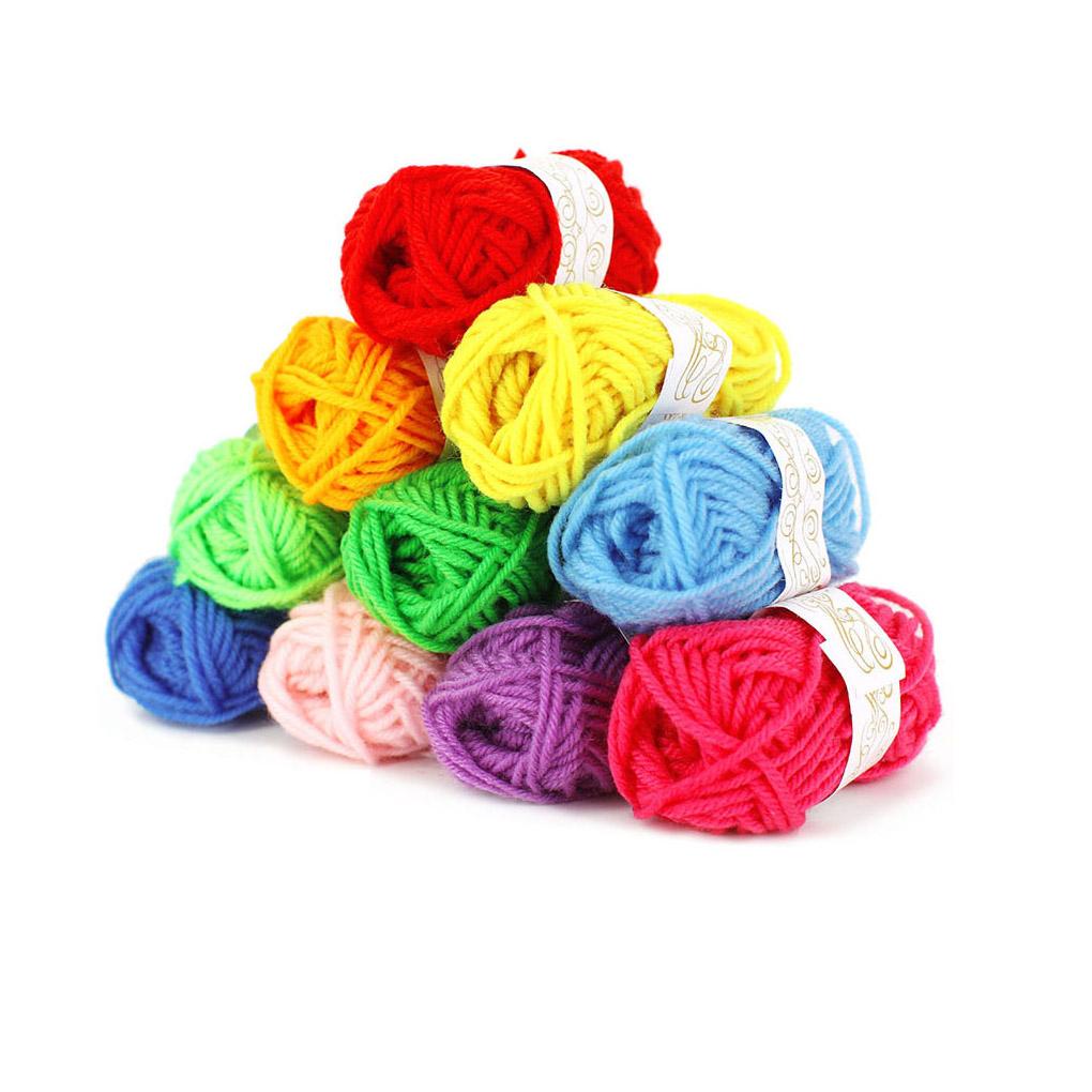 Set 12 Cuộn Len Đan Thủ Công Nhiều Màu Sắc