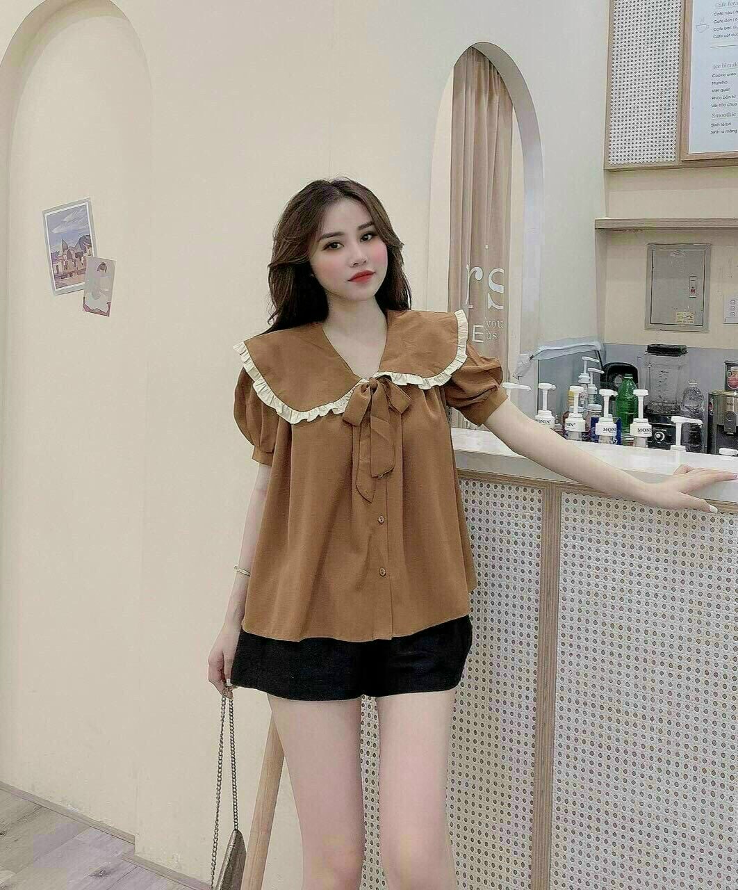 Set bộ đồ nữ cổ bèo phối nơ đẹp nhât ( fom dưới 55kg )