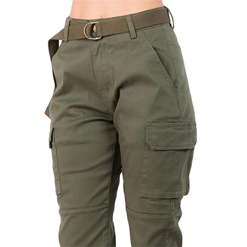 S-3XL Women Cargo Pants Pockets with Belt Spring Autumn Fashion